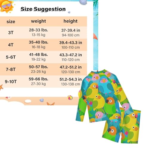 Traje de baño de loro de dos piezas para niños de 3 a 10 años 3