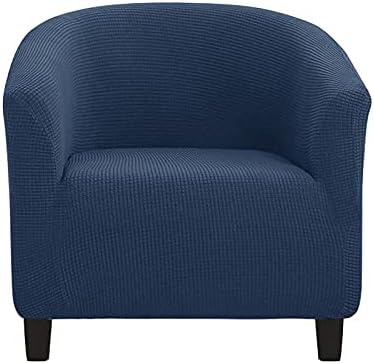 JHLD Jacquard Club Chair Slipcover, Microfiber Armchair Covers 1 Piece Stretch Tub Chair Covers Washable Furniture Protector for Counter Living Room Bathroom-Navy- Club Chair