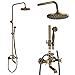 fyheast Colonne de douche antique réglable en hauteur Système de douche en laiton doré 3 modes de douche avec tablette