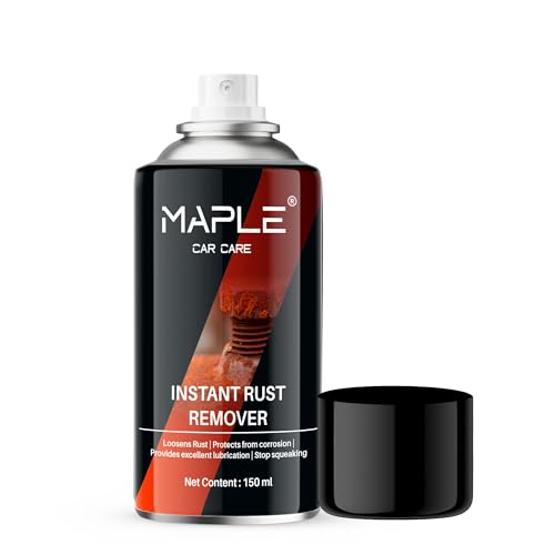 Image of MAPLE Car Care Instant Rust Remover Spray 150ml | Fast-Acting Rust Removal & Anti-Corrosion Lubricant | Cleaner Spray For Iron, Steel & Metal| Loosens Jammed Nuts, Bolts, Tools, Bike Chain & Car Parts
