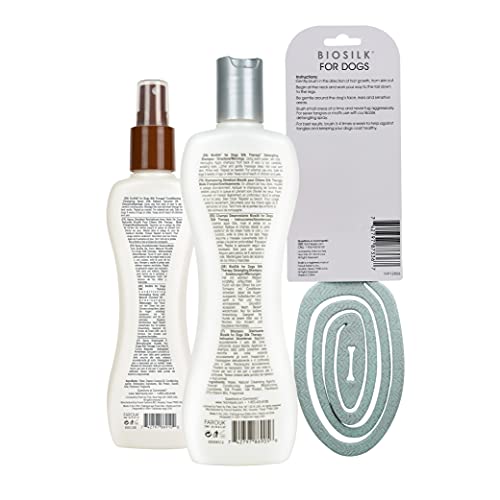 Biosilk Bundle Detangling Kit - Includes Silk Therapy Dog Detangling Shampoo, Detangling Conditioning Spray, And Pin Brush - Dog Grooming Kit, Detangling Brush, Dog Spray, Dog Shampoo #TOP7