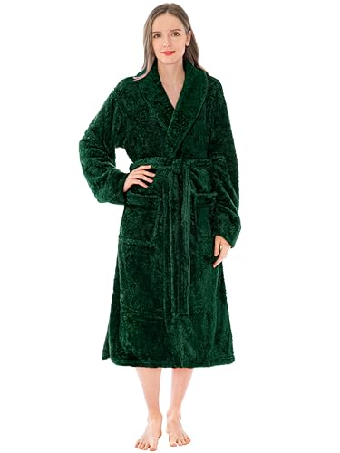 Image of PAVILIA Premium Womens Plush Soft Robe Fluffy, Warm, Fleece Sherpa Shaggy Bathrobe