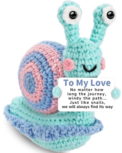 Image of Hoedia Positive Crochet Animal Gifts for Her Him Boy Girl Friend, Christmas Home Decorations Emotional Inspirational Support Snail, Women's and Men's Present for Valentine Birthday Anniversary