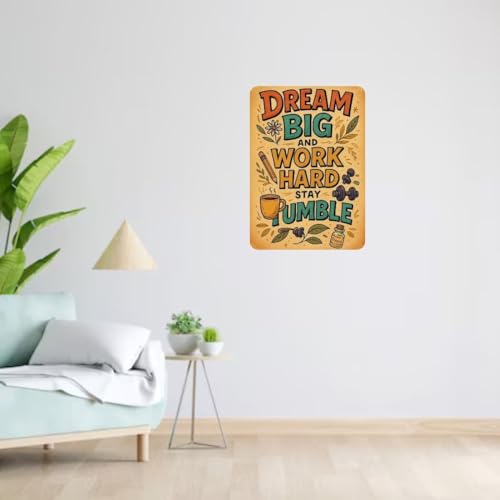 Image of Zesta Bathroom Decor Items Washroom Decor Tin Sign | Aesthetic Posters Wall Poster for Bedroom | Magnetic Cafe Decoration Items /Restaurant Decorations Items | Quirky Home Decor Bar Accent (Dream Big)