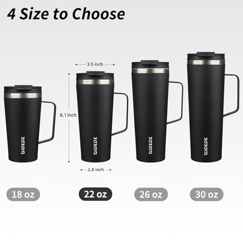 Image of BJPKPK 22oz Insulated Tumbler with Handle, Lid & Straw, Stainless Steel