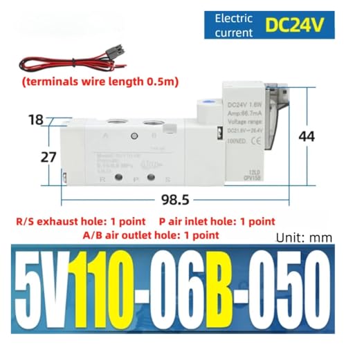 Válvula solenoide neumática de dos posiciones y cinco vías 12V para control de aire 3