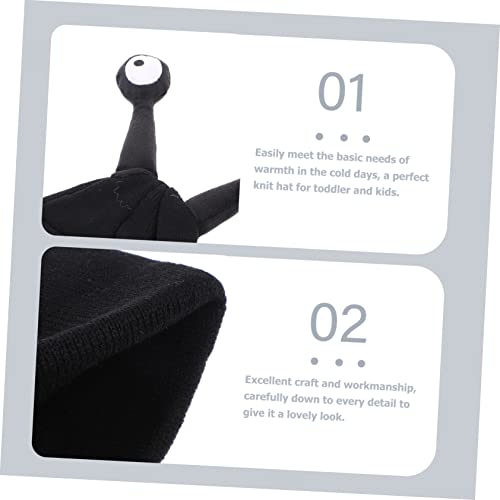 Funny Kids Knitted Beanie Hat for Boys and Girls Warm Winter Cap Antennae Comfortable Knit Hat for Toddlers Black3