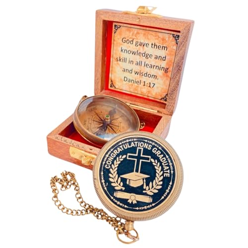 Gradautaion Gift - Congratulations Graduate Gifts for Graduation 2024, Engraved Compass in Wood Box, Unique Uplifting Inspirational Gift, College High School Graduation Gift for Boys and Girls