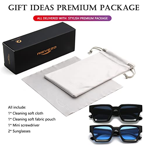 Image of AIEYEZO Square Sunglasses for Women Men Square Thick Frame Sun Glasses Simple Designer Style Shades