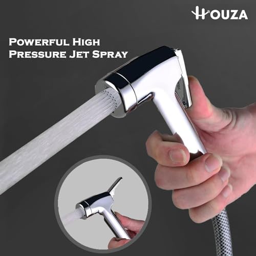 Image of HOUZA Jaguar ABS Health Faucet Without Hose Pipe and Wall Hook | Jet Spray for Toilet | Jet Spray Gun | Health Faucet Gun Only (Chrome Finish)