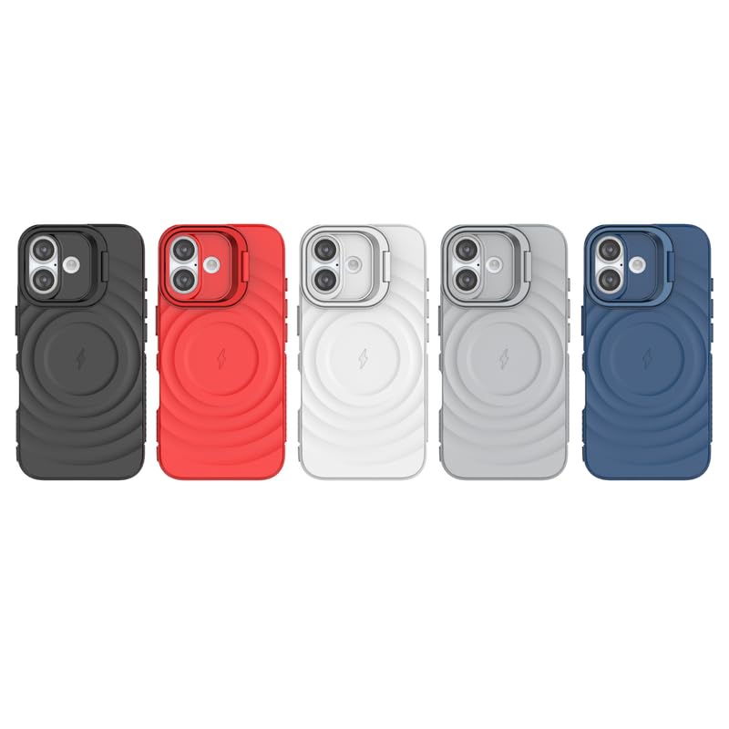 Image of LuxuryKase Shockproof Case for iPhone 16 Plus | Ripple Pattern | Camera Protection | Inner Velvet Fabric Lining | Protective Cover with Enhanced Grip & Wireless Charging Support - Blue