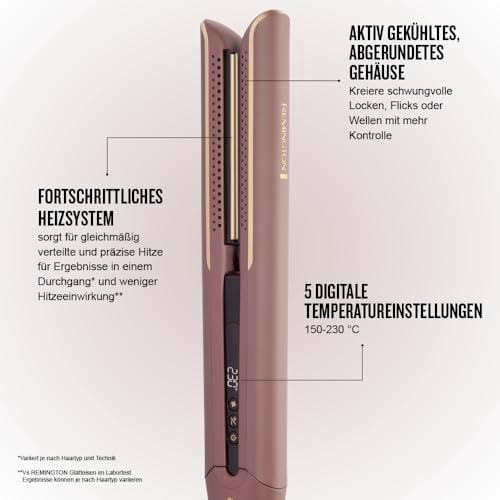 Bild 2 - Remington AIRvive™ Glätteisen [Ionic Air-Technologie: weniger Frizz & statische Aufladung] Ultra-Keramikbeschichtung mit Mikrowirkstoffen (Schmale Platten, LCD-Display, 150-230°C) Haarglätter S8930