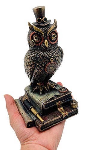 Estatua Búho Steampunk Bronce 8.13 pulg Veronese miniatura 6