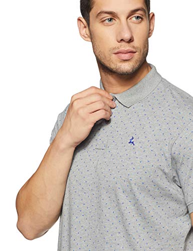 Image of Parx Men's Pure Cotton Print Pattern Regular Fit Rib Collar Polo Neck Half Sleeve Casual T-Shirt