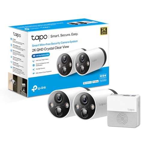 TP-Link Tapo 2K QHD Outdoor Wire-Free Security Camera System, Up to 180 Day Battery, Color Night...