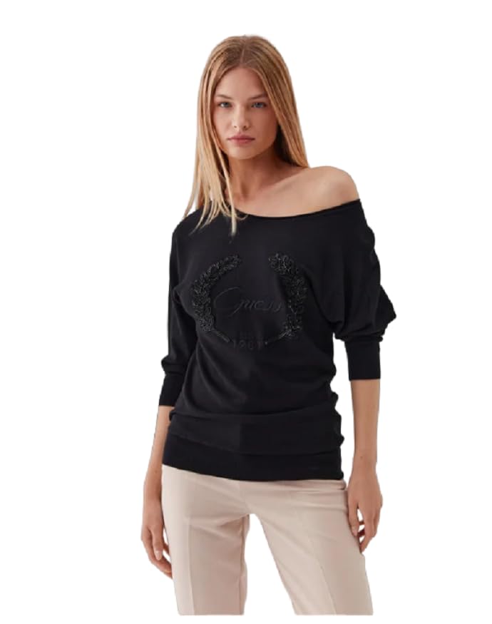 Guess Maglia Donna Marion batsleeve Logo Sweater Black E24GU26 W3YR22Z2NQ2