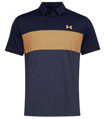 Under Armour Mens Playoff 2.0 Golf Polo, Midnight Navy / Orange 412, XXL