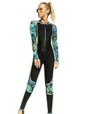 Wetsuit Jacket Womens Long Sleeve Surfing Swimming Diving Swimsuits Front Zipper Lady Water Sports Wet Suits L Black,Green