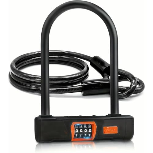 Candados para Bicicletas ZBDZSW, candado antirrobo Resistente para Bicicletas, candado en Forma de U con combinación reiniciable de 4 dígitos, candado Grande para Bicicletas eléctricas en Forma de U