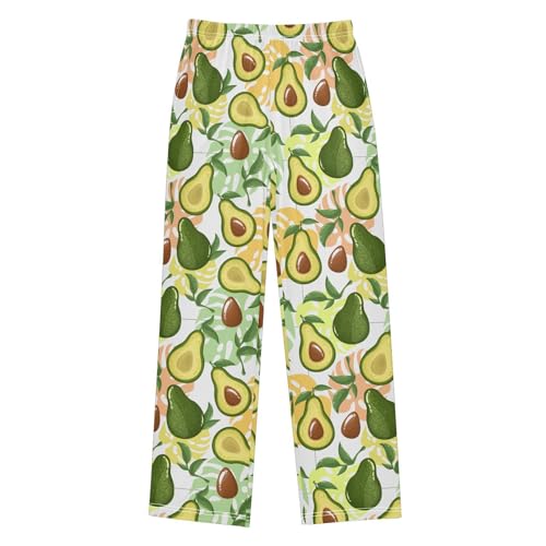 ZZXXB Avocado and Leaves Boys Long Pants Soft Trousers Elastic Waist Kids Lounge Bottoms with Pockets S-XL