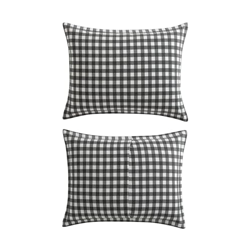 Image of Eddie Bauer - Queen Comforter Set, Reversible Cotton Bedding with Matching Shams, Luxurious Bedding Set for Colder Months (Preston Grey, Queen)
