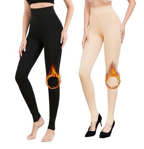 Image of Pnadty Women's High Waisted Velvet Warm Elastic Tights Winter Fleece Lined Thick Leggings Pants