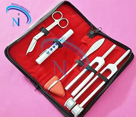 Natiqind Set of 5 pcs Reflex Percussion Taylor Hammer + Penlight + Tuning Fork C 128 C 512 + Bandage Scissors 5.5