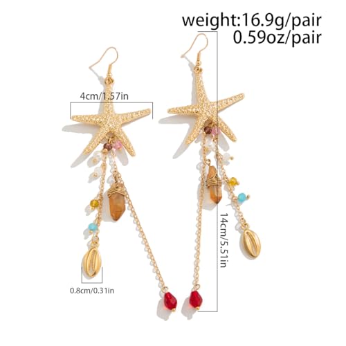 Starfish Tassel Dangle Earrings for Women Jellyfish Earrings Beach Long Dangle Drop Earring Summer Charm Earrings Ocean-Themed Dangling Earring Boho Beach Jewelry4