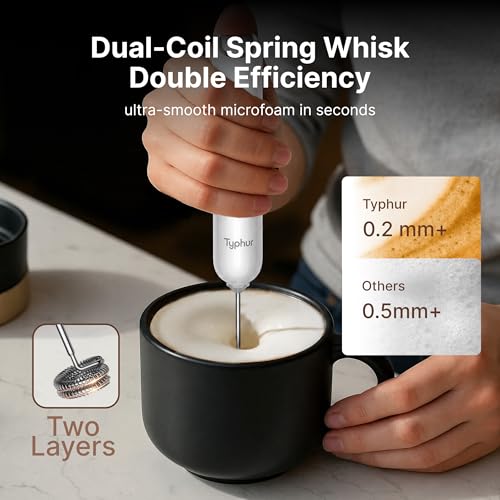 Image of InstaWhisk Milk Frother with Variable Speed, Rechargeable Coffee Frother Wand with Detachable Double Whisk, Handheld Electric Stirrer for Latte, Cappuccino, Matcha, Almond Milk, Protein, White