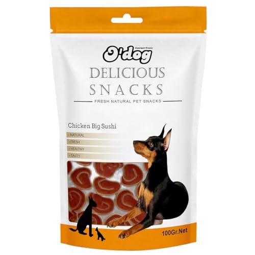 Image of PETS EMPIRE O'Dog Chicken Big Sushi, Healthy Dog Treats, Chewy Dogs Bites for Training and Feeding, Made with Real Chicken, Non-Vegetarian Pup Snacks for Dogs, Puppies - 100g