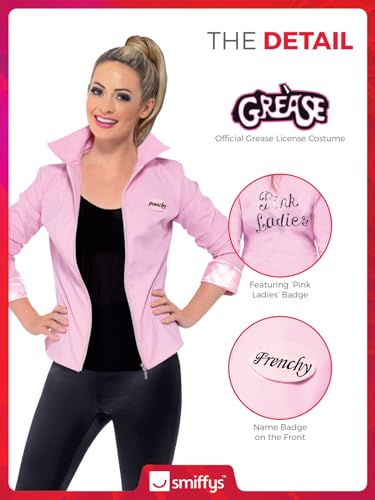Cazadora Pink Ladies de Grease Deluxe satinada con cremallera e insignias Smiffys 4