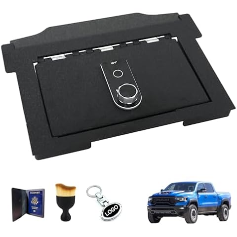 Center Console Gun Safe Vault - XDeer Console Safe Lock Box Compatible with Dodge Ram TRX 2021-2024, for Dodge Ram Rebel GT 2022-2024, Console Organizer Locking Vault with Superior Fingerprint Lock ﻿ Cover