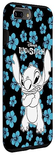 Coque iPhone 7 Plus Stitch floral : protection en silicone Disney