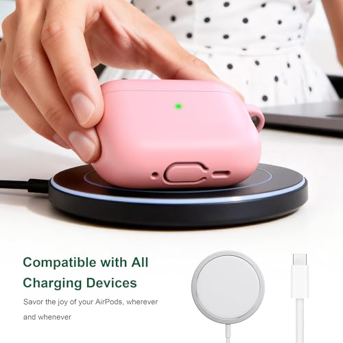 Image of R-fun for AirPods Pro 3rd Generation Case with Cleaner Kit, Soft Silicone Protective Case Cover for Apple AirPod Pro 3 for Women Men, AirPods Pro Case Accessories with Keychain, Pink