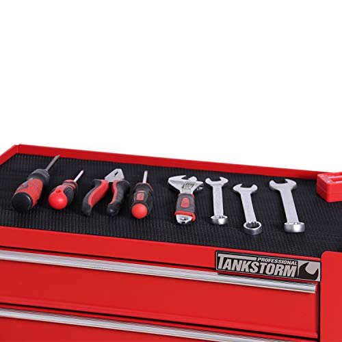 Tankstorm Tool Chest Heavy Duty Cart Steel Rolling Tool Box With Lockable Doors (Tz12 Red) #TOP4