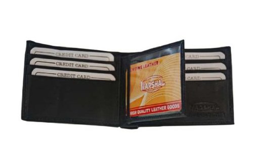 MARSHAL Genuine Leather Mens Wallet W/Center Flap #1152