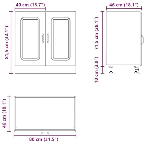 Vidaxl Mobile Base Lavello Kalmar Bianco 80X46X81,5 Cm In Truciolato - 3