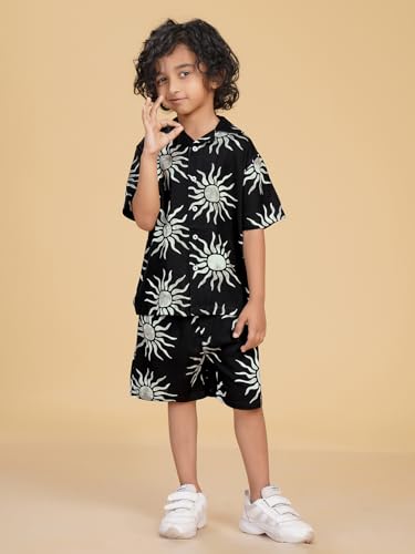 Image of Ninos Dreams Boys Cotton Rayon Coord Set with shorts /Holiday Shirt & Shorts