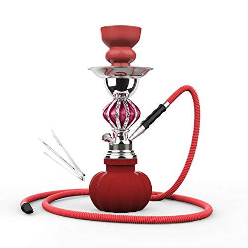 JSG.HOOKAH Cachimba 1 Salidas Shisha 1 Mangueras 1 Pinza 28cm (3colores) (ROJO)
