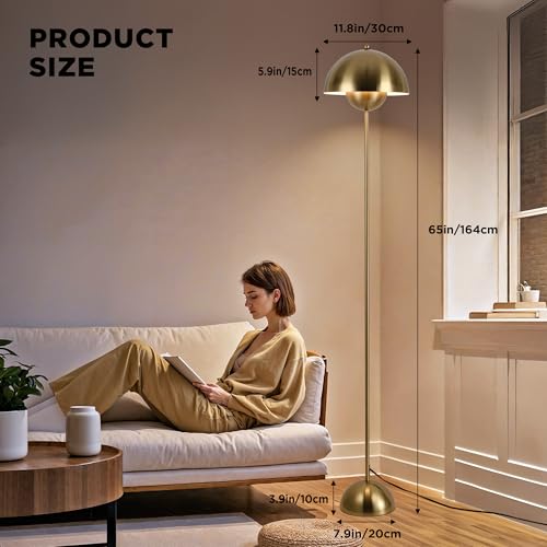 Image of Mid-Century Modern Metal Bud Floor Lamp for Home and Office, Brass Gold