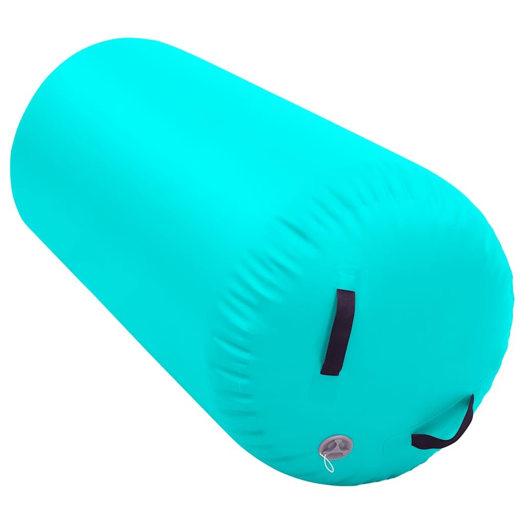 Aufblasbare Gymnastik-Rolle mit Fußpumpe, x, PVC hoher Dichte, blau, für Yoga Pilates Fitness Sport Training zuhause und im Studio, stabil für Dehnung Balance