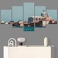 SIGNWIN 5 Panel Canvas Wall Art Modern Art Cityscape Contemporary Expressive Multicolor Photography Places for Home Decorations Ready to Hang - 60