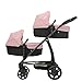 Joie Junior Evalite Twin Passeggino doppio rosa e nero, carrozzina doppia per...
