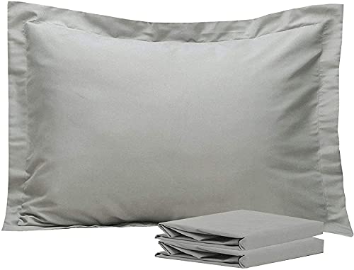 SHEETSPA 1000 Thread Count 100% Long Staple Egyptian Cotton 2 Piece Oxford Pillow Shams Silver Grey Standard Size 50cm x 75cm + 5cm Hem