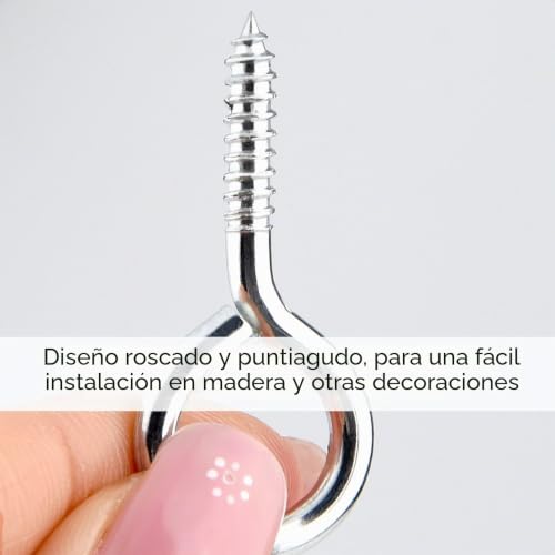 Miniatura 3 de Fepito 75 Piezas Pernos De Ojo Anillos De Ojo De Buey Gancho De Rosca De Metal Niquelado, Tamaño Mixto