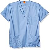 Fashion Seal Healthcare Men's Unisex Ciel Simply Soft 3Pkt Scrub Shirt Shirt, Ciel, L REG