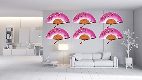 Méfan Chinês/Japonês Feminino Feita à Mão Seda Dobrável, rosa