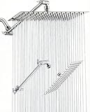 All Metal Rain Fixed Shower Head, 12 * 8'' High Pressure Rainfall Rectangle Showerhead with 11' Shower Head Extension Arm, Waterfall fixed Showerheads, Chrome