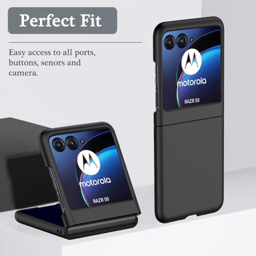 Image of Back Cover Black Hard PC Anti-Yellow Shockproof Protective Phone Case for Motorola Razr 50 -Black