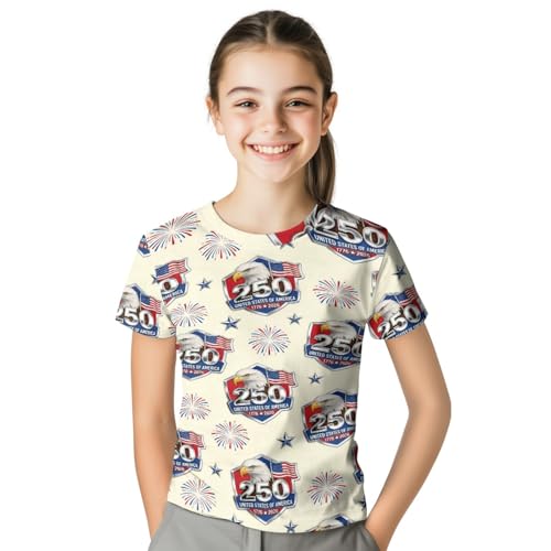 Image of Kids Graphic T-Shirt Boys Girls Novelty Tees Top Short Sleeve Shirts Summer Blouses 3-16